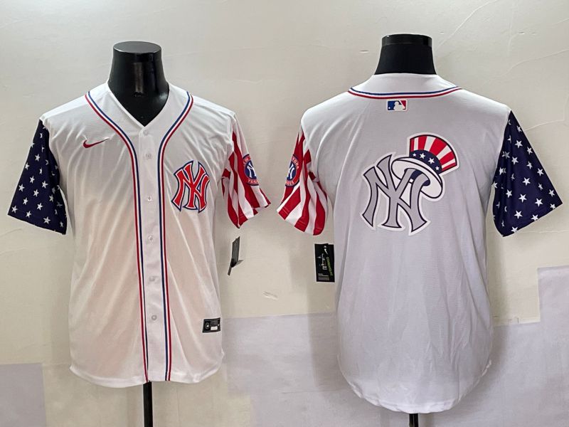 Men New York Yankees Blank White a generation of national flags Jointly Name 2025 Nike MLB Jersey style 22->denver broncos->NFL Jersey